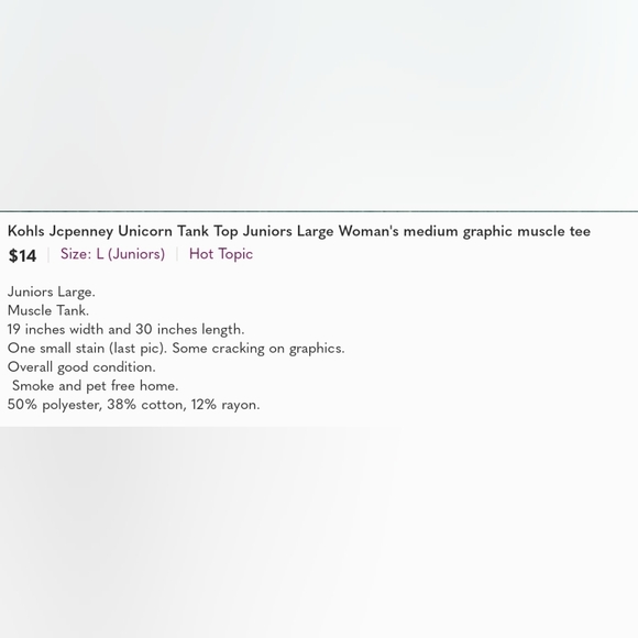 Kohls Jcpenney Unicorn Tank Top Juniors Large Woman's medium graphic muscle tee - Picture 7 of 7